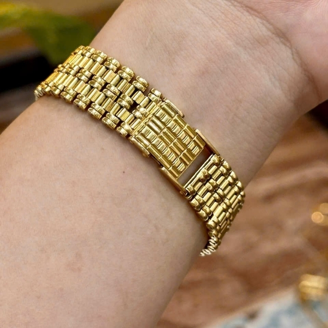 GENÈVE Quartz Vàng đúc 18k nguyên khối 30mm - Bezel Diamond - Bản 2 kim 4