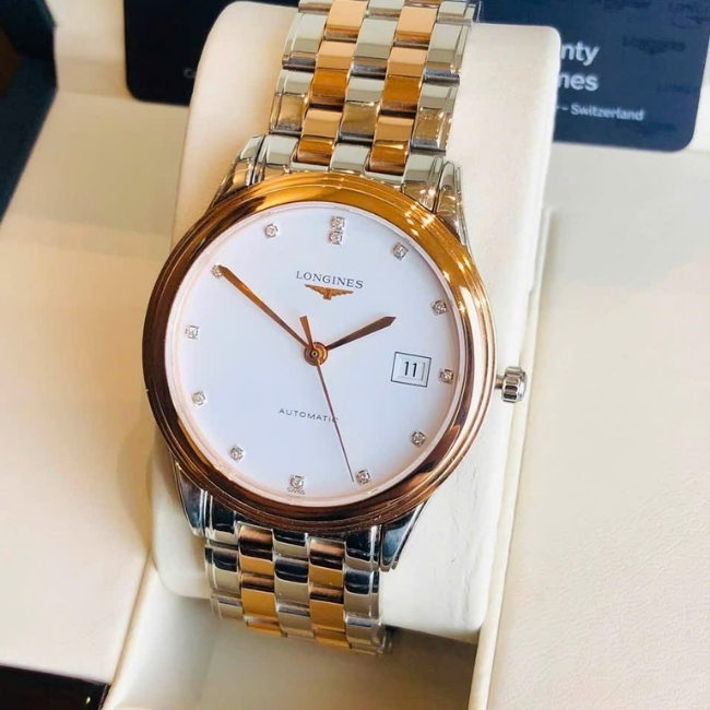 LONGINES FLAGSHIP 38,5mm Demi vàng hồng - Cọc số kim cương L4.974.3.99.7 1