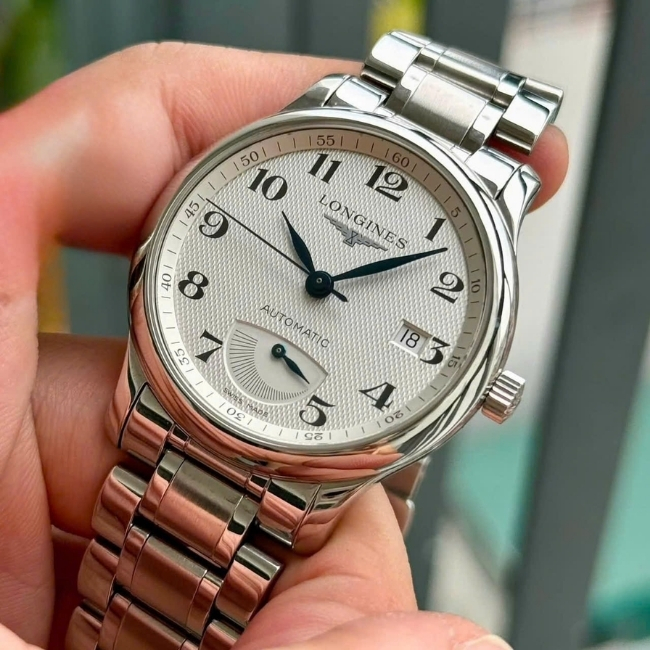 Longines Master kim xăng báo cót - mặt trắng kim nung 38.5mm Auto 1