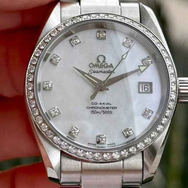 Omega Aqua Terra Co-Axial mặt khảm trai 36.2mm - cọc kim niềng kim zin 1