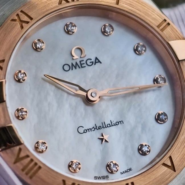 Omega Constellation Quartz 131.20.28.60.55.001 28mm MOP 18k Diamond 7