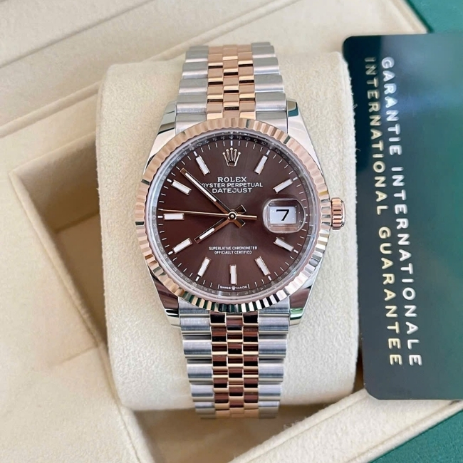 Rolex 126231 choco 36mm cọc Index - Demi vàng hồng 18k 1