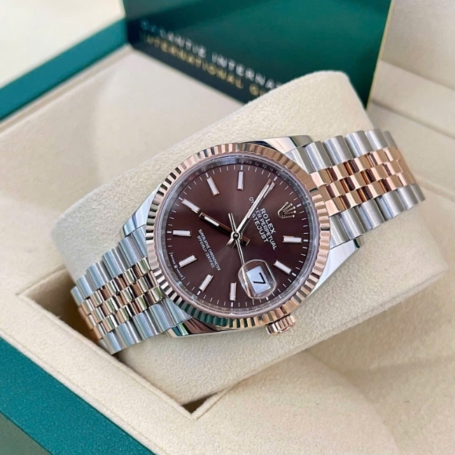 Rolex 126231 choco 36mm cọc Index - Demi vàng hồng 18k 3