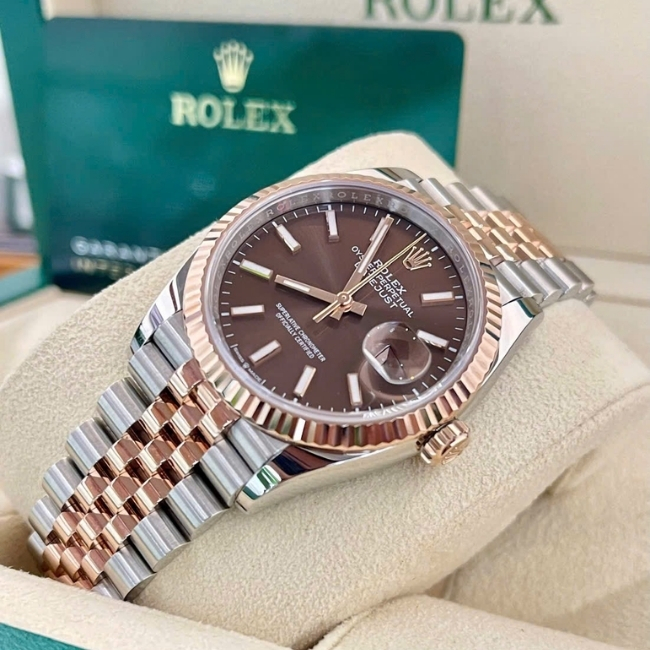 Rolex 126231 choco 36mm cọc Index - Demi vàng hồng 18k 4