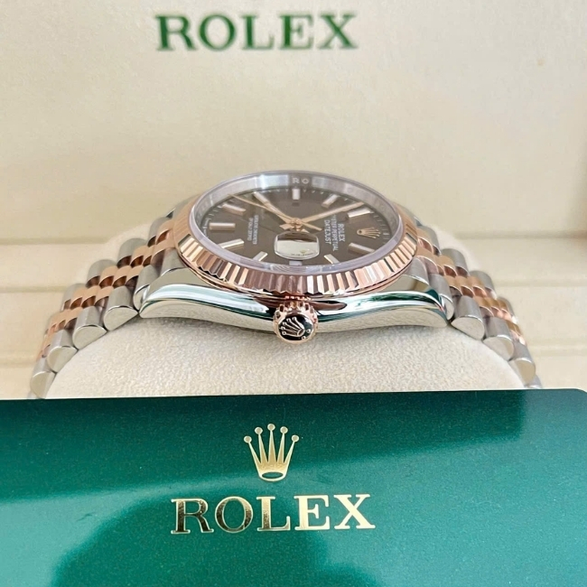 Rolex 126231 choco 36mm cọc Index - Demi vàng hồng 18k 5