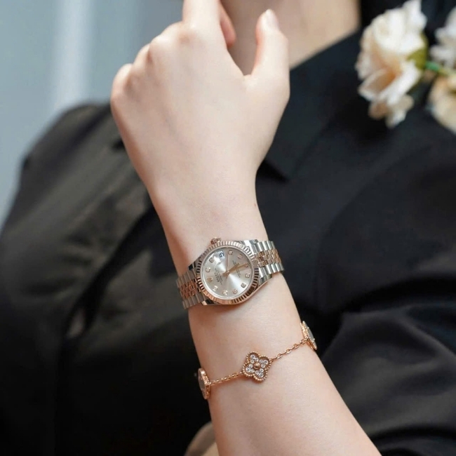 Rolex 278271 silver 31mm Demi hồng 18k Diamond 2