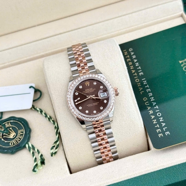 Rolex 279381RBR 28mm chocolate - cọc kim sao - Demi vàng hồng 18k Jubilee 6