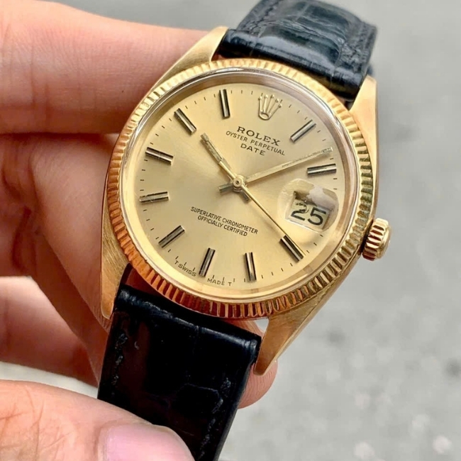 Rolex Date 1500 14K Yellow Gold Champagne Dial Automatic 35mm 3