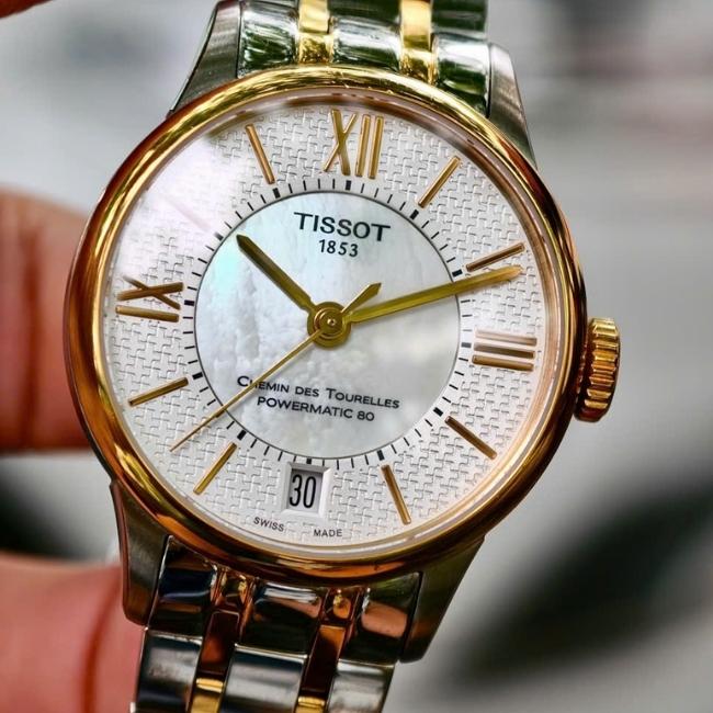 Tissot Chemin nữ 32mm - mặt xà cừ khảm trai - Máy Automatic trữ cót 80h 2