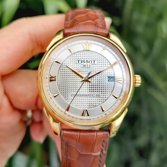 Tissot Vàng hồng 18K nguyên khối 40mm - mặt trắng dây da Auto cót 80h 1