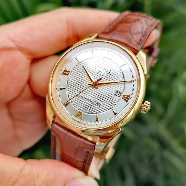 Tissot Vàng hồng 18K nguyên khối 40mm - mặt trắng dây da Auto cót 80h 2