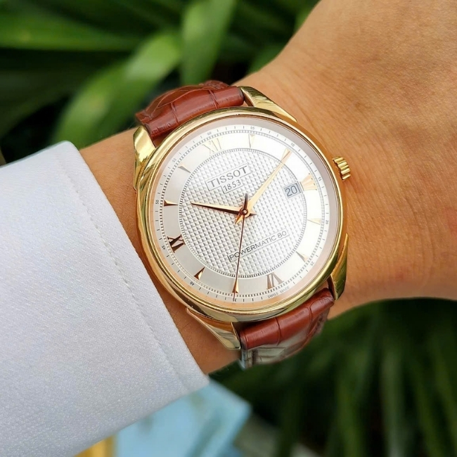 Tissot Vàng hồng 18K nguyên khối 40mm - mặt trắng dây da Auto cót 80h 4