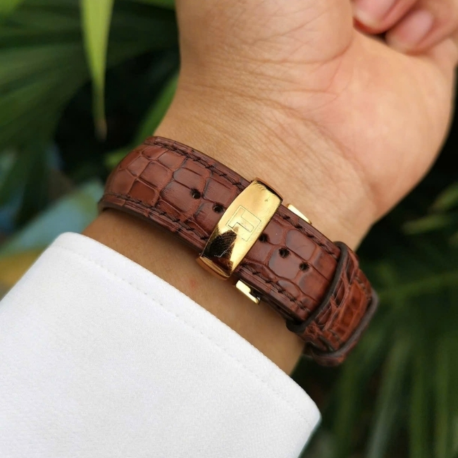 Tissot Vàng hồng 18K nguyên khối 40mm - mặt trắng dây da Auto cót 80h 6