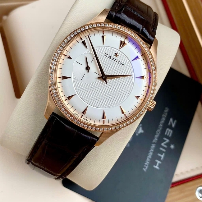Zenith Elite Diamond 18K Rose Gold Watch 22.2010.681 - Niềng kim zin 5