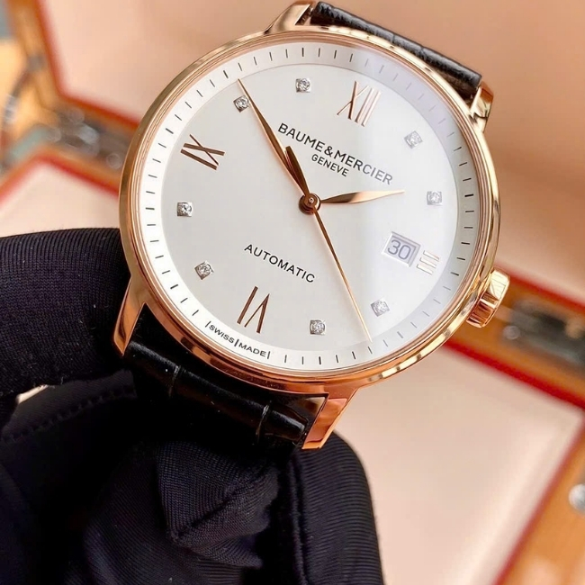 Baume Mercier Classima Clifton 18k Rose Gold 39mm cọc số kim cương Automatic 5