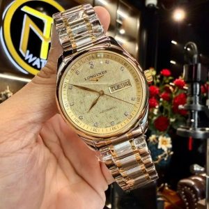 Longines Master 2 lịch Dial Vàng lụa 38.5mm - Cọc số đính 12 viên kim cương 2