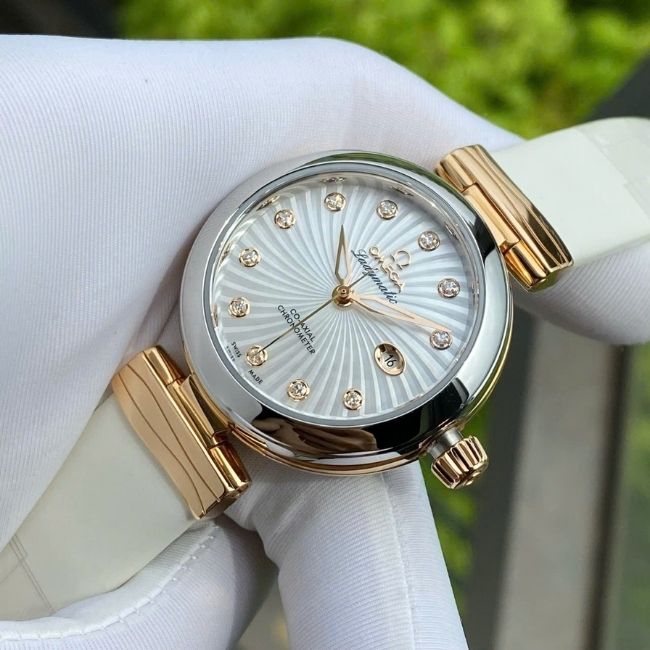 OMEGA De Ville 425.22.34.20.55.001 Lady Matic 34mm nữ demi vàng hồng cọc số kim cương 4 OMEGA De Ville 425.22.34.20.55.001 Lady Matic 34mm nữ demi vàng hồng cọc số kim cương 4