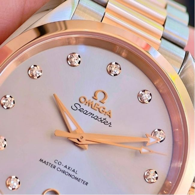 Omega Aqua Terra Demi 18k Diamond Dial xám rhodium 2 Omega Aqua Terra Demi 18k Diamond Dial xám rhodium 2