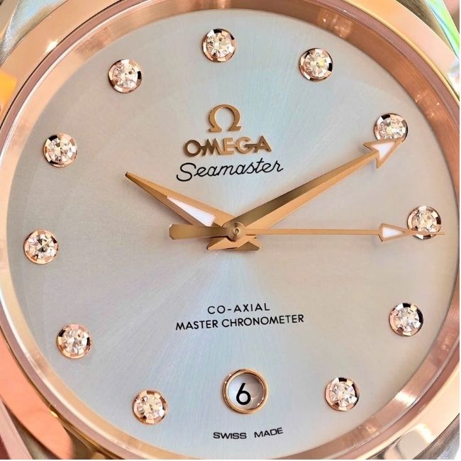 Omega Aqua Terra Demi 18k Diamond Dial xám rhodium 3 Omega Aqua Terra Demi 18k Diamond Dial xám rhodium 3