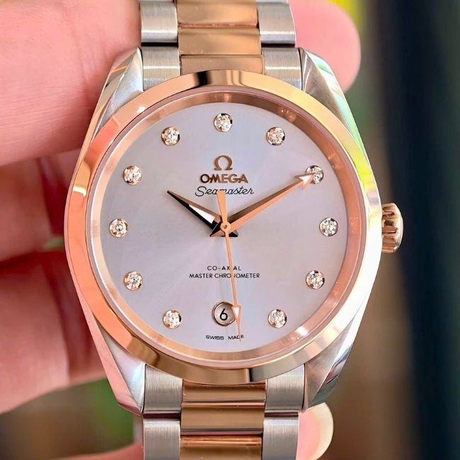Omega Aqua Terra Demi 18k Diamond Dial xám rhodium 4 Omega Aqua Terra Demi 18k Diamond Dial xám rhodium 4