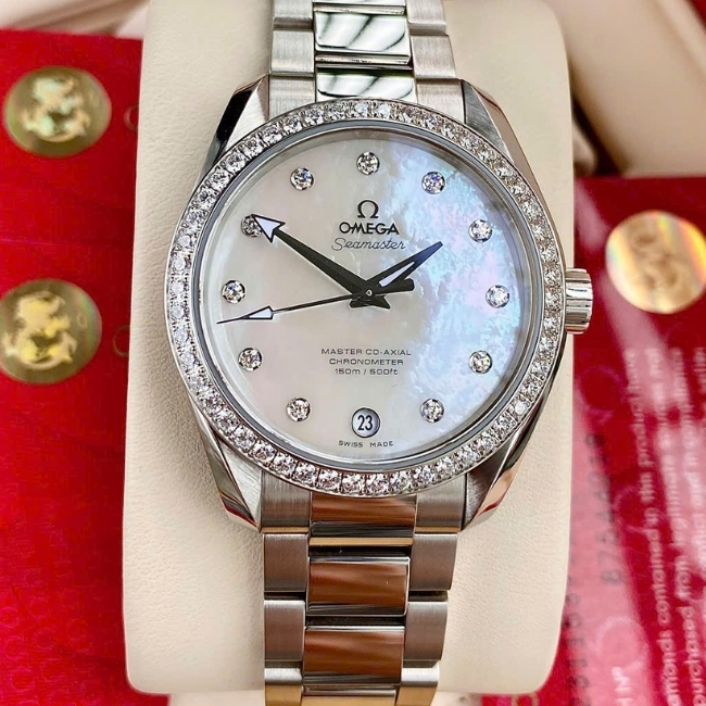 Omega Aqua Terra Master MOP Dial vân mây - cọc kim - niềng kim zin hãng 38.5mm 1