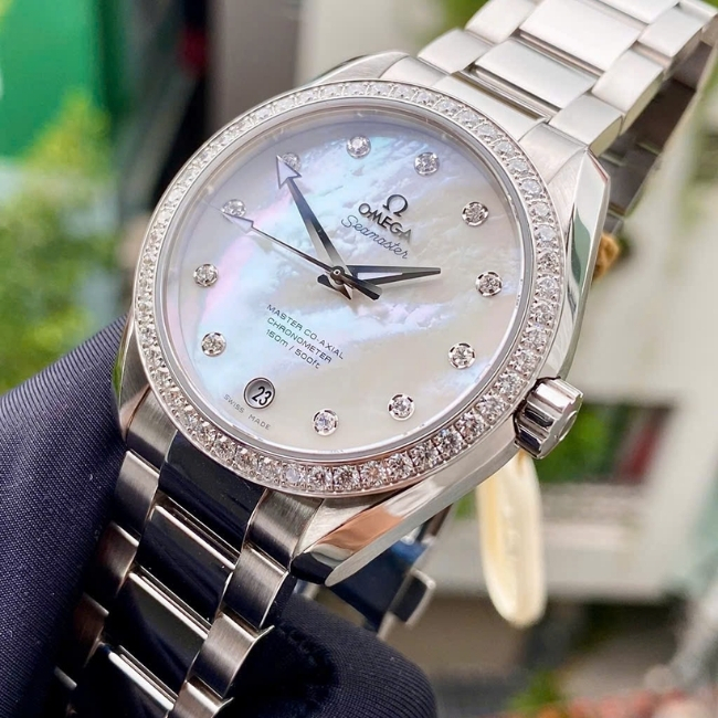 Omega Aqua Terra Master MOP Dial vân mây - cọc kim - niềng kim zin hãng 38.5mm 4
