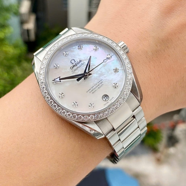 Omega Aqua Terra Master MOP Dial vân mây - cọc kim - niềng kim zin hãng 38.5mm 6