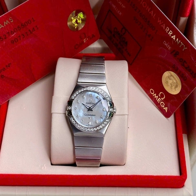 Omega Constellation- 12315276055001 Quartz 27mm Brushed Stainless Steel Diamond MOP 1