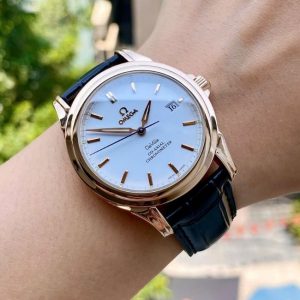 Omega DeVille 38mm 18k Rose gold on leather strap - Khoá đôi vàng đúc 18k 1