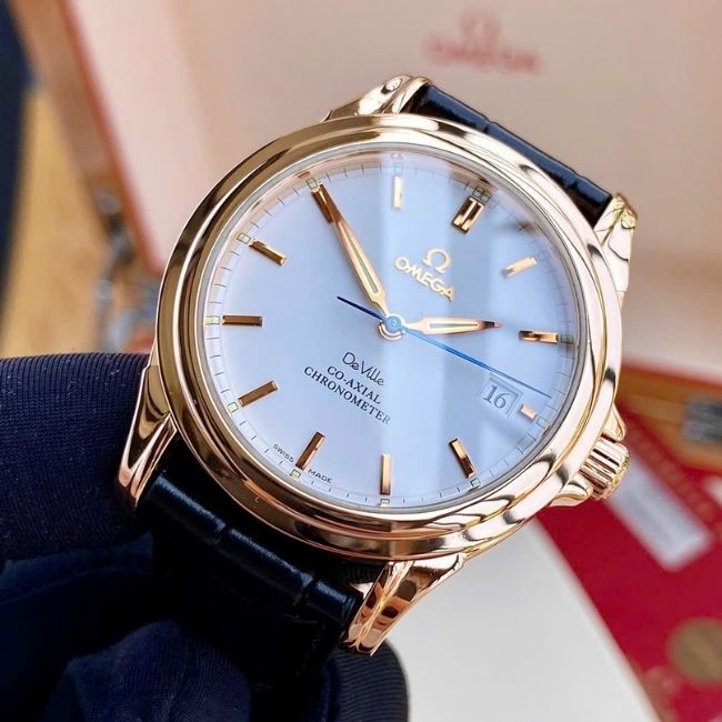 Omega DeVille 38mm 18k Rose gold on leather strap - Khoá đôi vàng đúc 18k 10 Omega DeVille 38mm 18k Rose gold on leather strap - Khoá đôi vàng đúc 18k 10