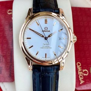Omega DeVille 38mm 18k Rose gold on leather strap - Khoá đôi vàng đúc 18k 11