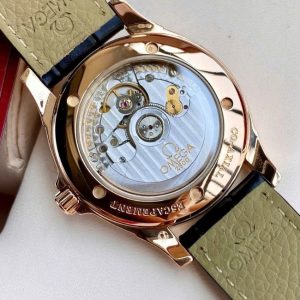 Omega DeVille 38mm 18k Rose gold on leather strap - Khoá đôi vàng đúc 18k 2