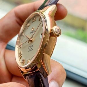 Omega Hour Vision cọc số đính kim cương 18K White Dial 41mm 3