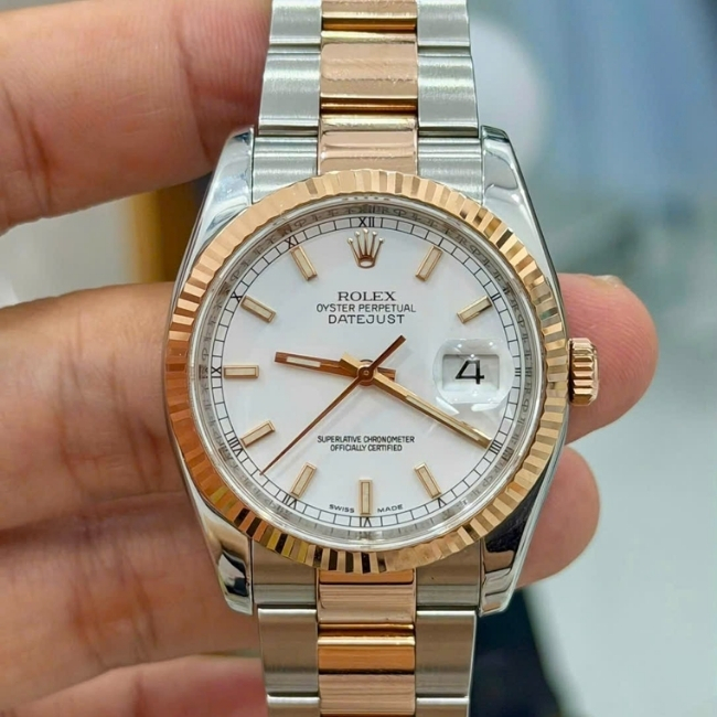 Rolex Datejust 116201 Seri Random - mặt trắng cọc index - up niềng khía 1