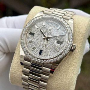 Rolex Day-Date 40 vàng trắng 18k 228349RBR pave kim zin 1