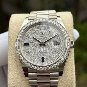 Rolex Day-Date 40 vàng trắng 18k 228349RBR pave kim zin 3