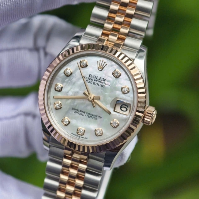 Rolex lady Datejust 31 Dial xà cừ vân mây -278271 Jubilee demi vàng hồng 18k 1