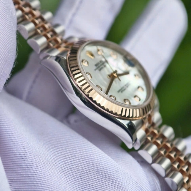 Rolex lady Datejust 31 Dial xà cừ vân mây -278271 Jubilee demi vàng hồng 18k 8