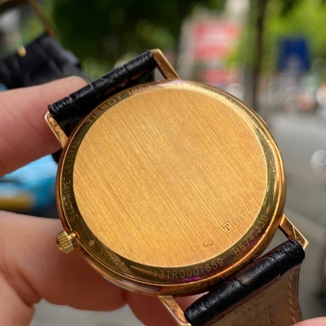 Tissot 1853 Goldrun T71.3.401.21 Hesalite 18K Gold Dial Champagne Quartz 33.7mm 3