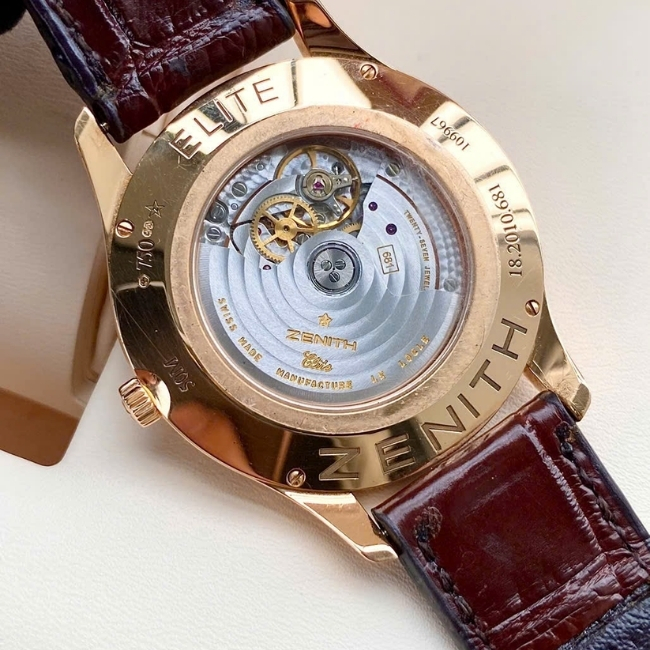 Zenith Heritage Ultra Thin - Mặt xám trải tia - cọc số kim cương - Vàng đúc 40mm 4