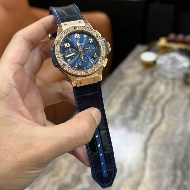 Hublot Big Bang xanh navy - Red Gold - Niềng kim zin 3 Hublot Big Bang xanh navy - Red Gold - Niềng kim zin 3