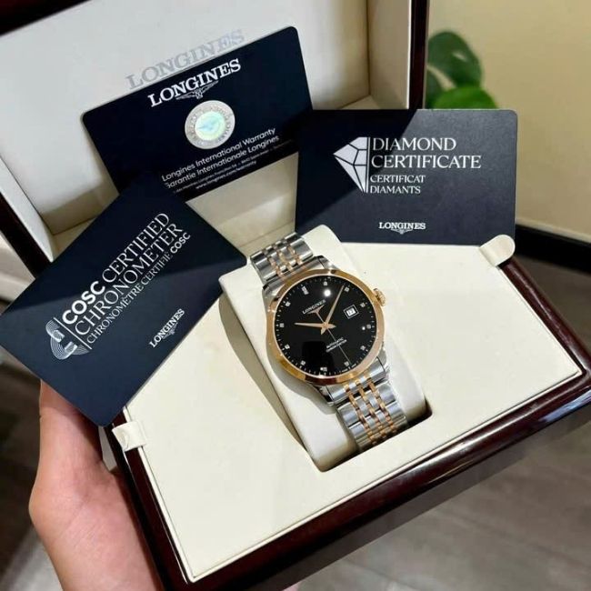Longines Record Demi 18k Diamond - Black Dial 40mm 1 Longines Record Demi 18k Diamond - Black Dial 40mm 1
