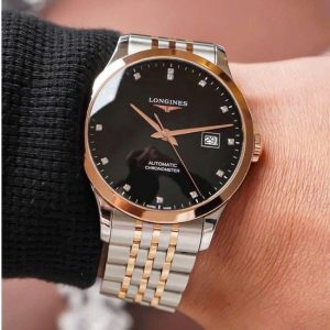 Longines Record Demi 18k Diamond - Black Dial 40mm 4