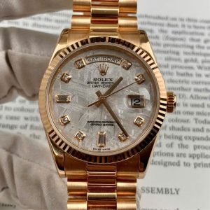 Rolex 118235 mặt thiên thạch cọc hạt 36mm vàng hồng 1