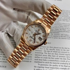 Rolex 118235 mặt thiên thạch cọc hạt 36mm vàng hồng 2