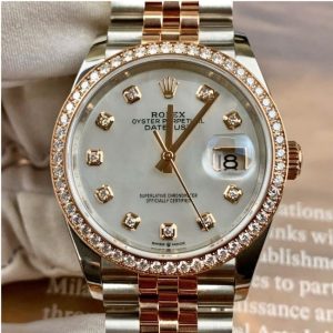Rolex 126281 xà cừ trắng cọc hạt niềng kim zin size 36mm 1