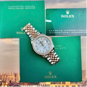 Rolex 126281 xà cừ trắng cọc hạt niềng kim zin size 36mm 2