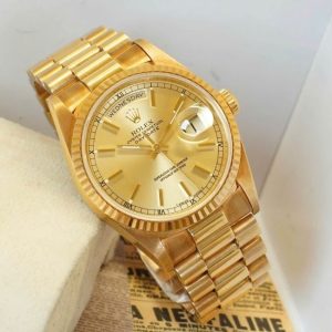 Rolex 18238 Dial tia vàng Diamond Day Date 3