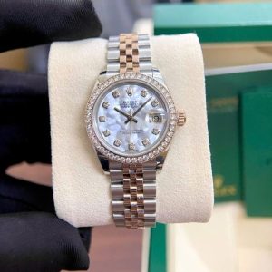 Rolex 279381 MOP 28 demi hồng kim zin Dial khảm trai 6