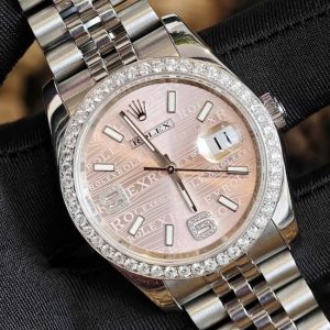 Rolex Datejust 116244 36mm Dial họa tiết sóng hồng Jubilee 2